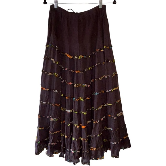 Kaktus Black and Multicolor Tiered Maxi Skirt - Picture 2 of 11